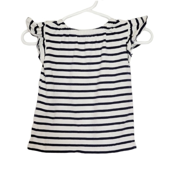 K1153 * Carter's Strawberry Appliqué Striped Top White Navy Size 12M - Picture 3 of 7